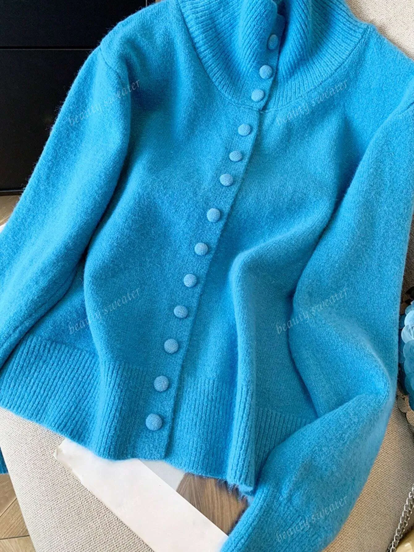 Oversized Turtleneck Knit Cardigan For Women, Long Sleeve, Casual Spring/Autumn/Winter Top