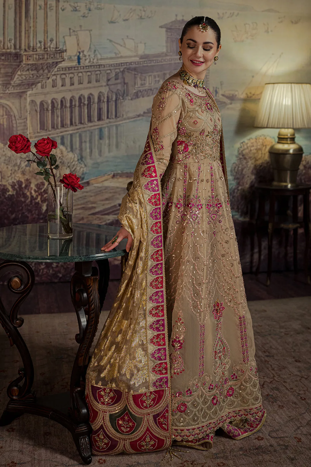 Pakistani Sharara Dress with Traditional Pishwas Frock