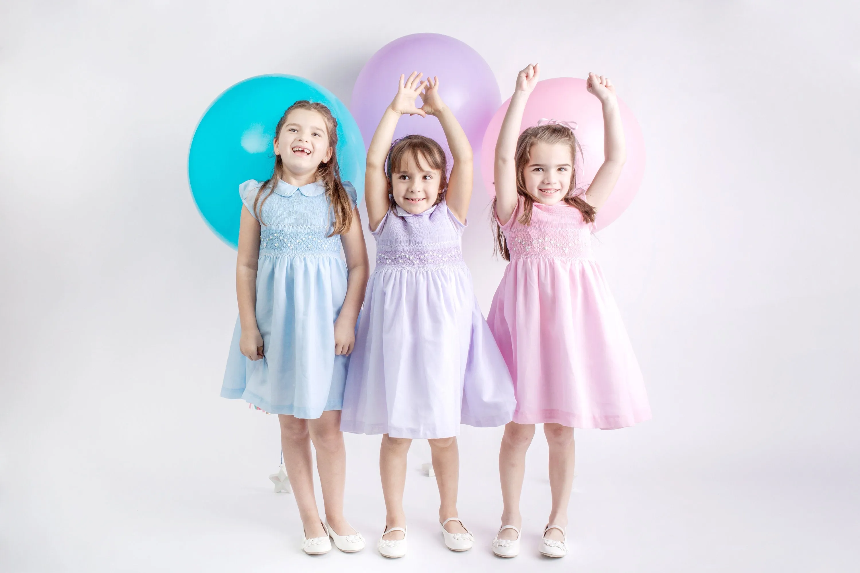 Pastel Lavender Matching Sister Dresses, Hand Smocked  Girl Dress Cotton Fabric