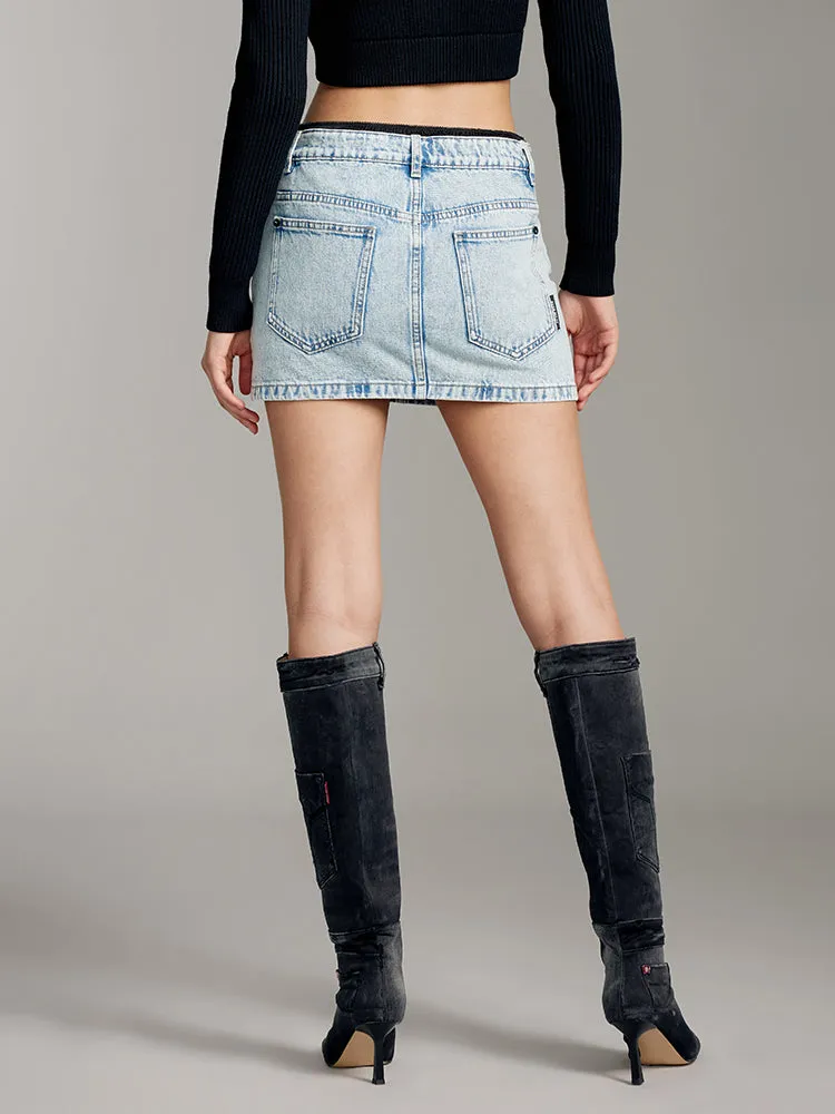 Patchwork Denim Skirt