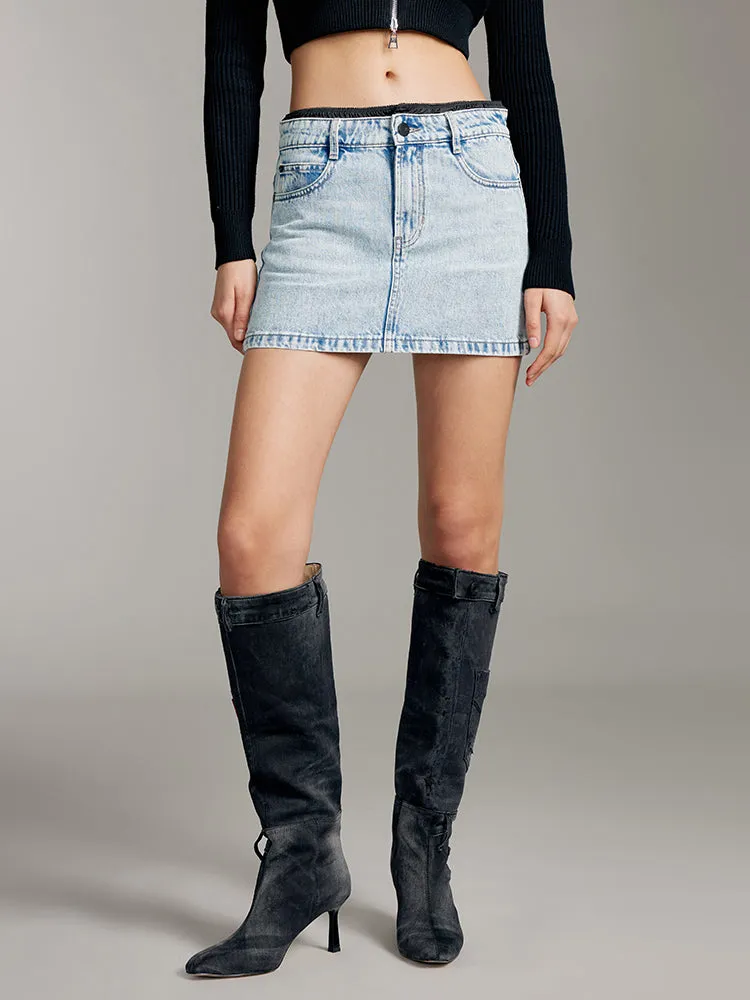Patchwork Denim Skirt
