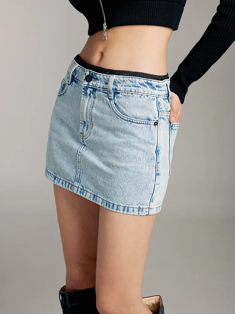 Patchwork Denim Skirt