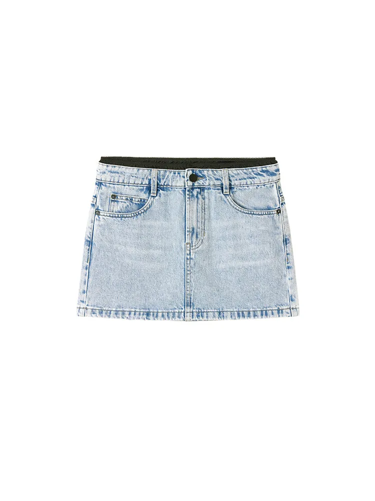 Patchwork Denim Skirt