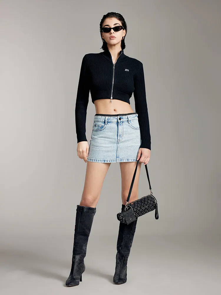 Patchwork Denim Skirt