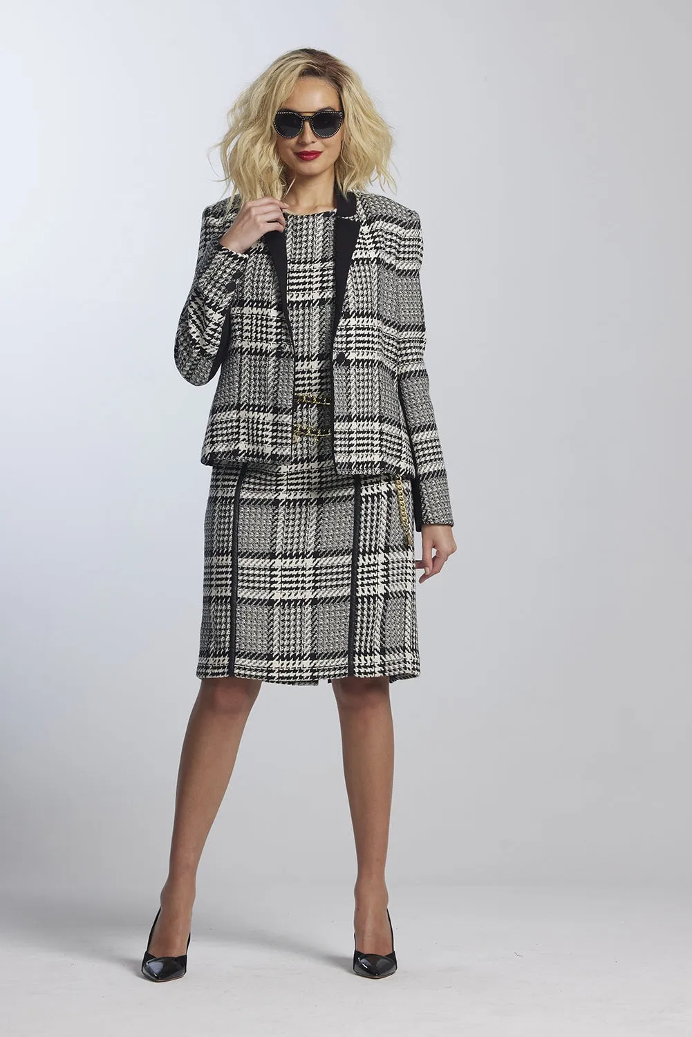 Paula Ryan Contrast Lapel Check Jacket 8835