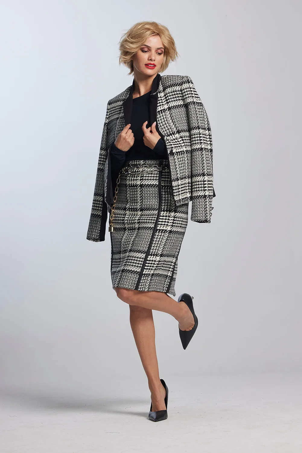Paula Ryan Contrast Lapel Check Jacket 8835