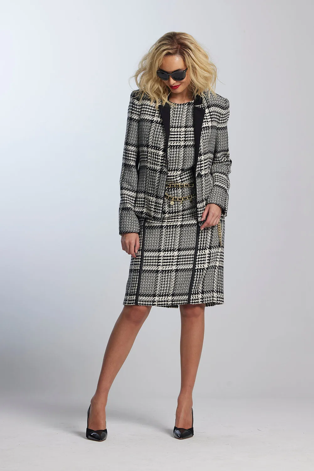 Paula Ryan Contrast Lapel Check Jacket 8835