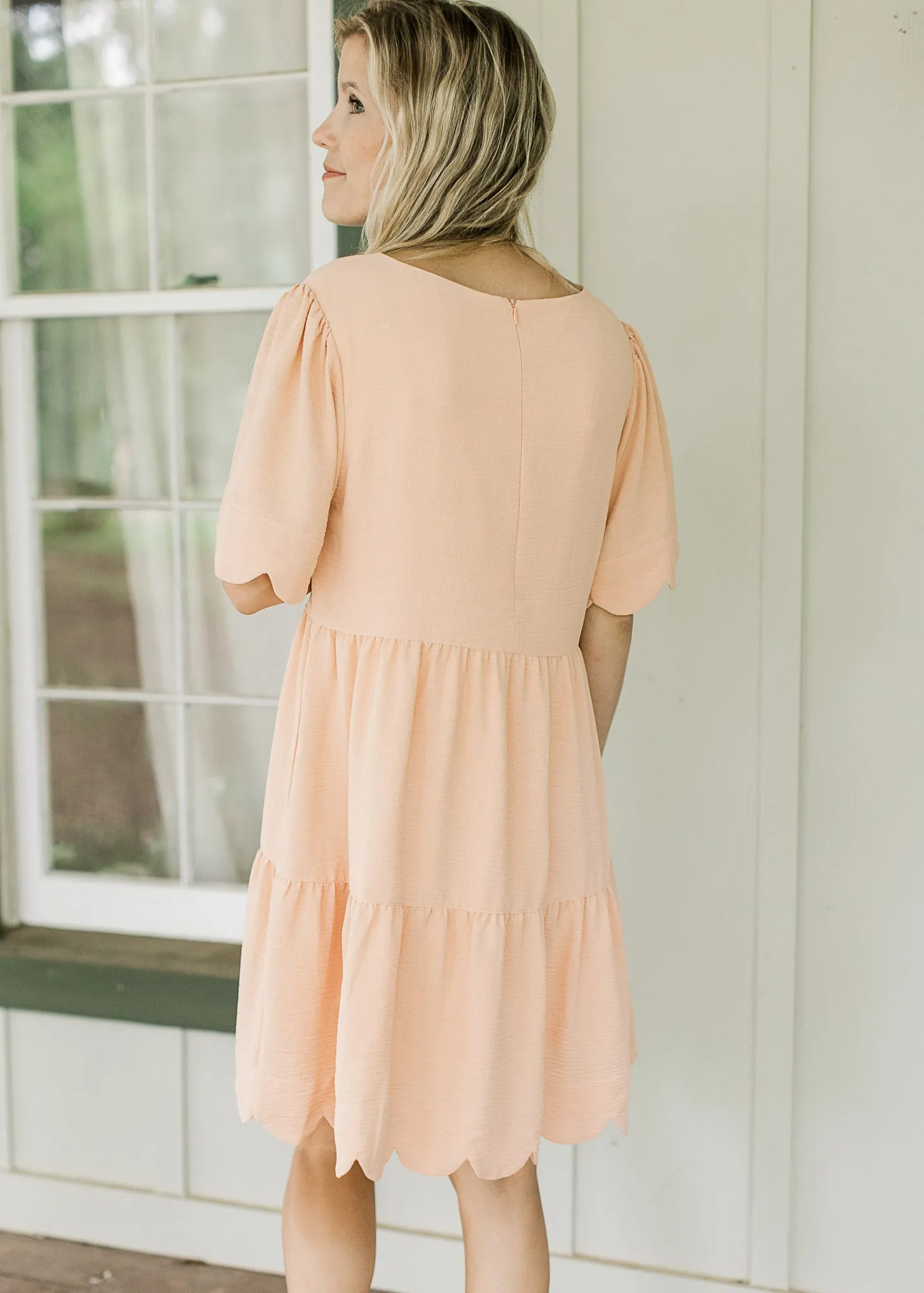 Peach Scallop Dress