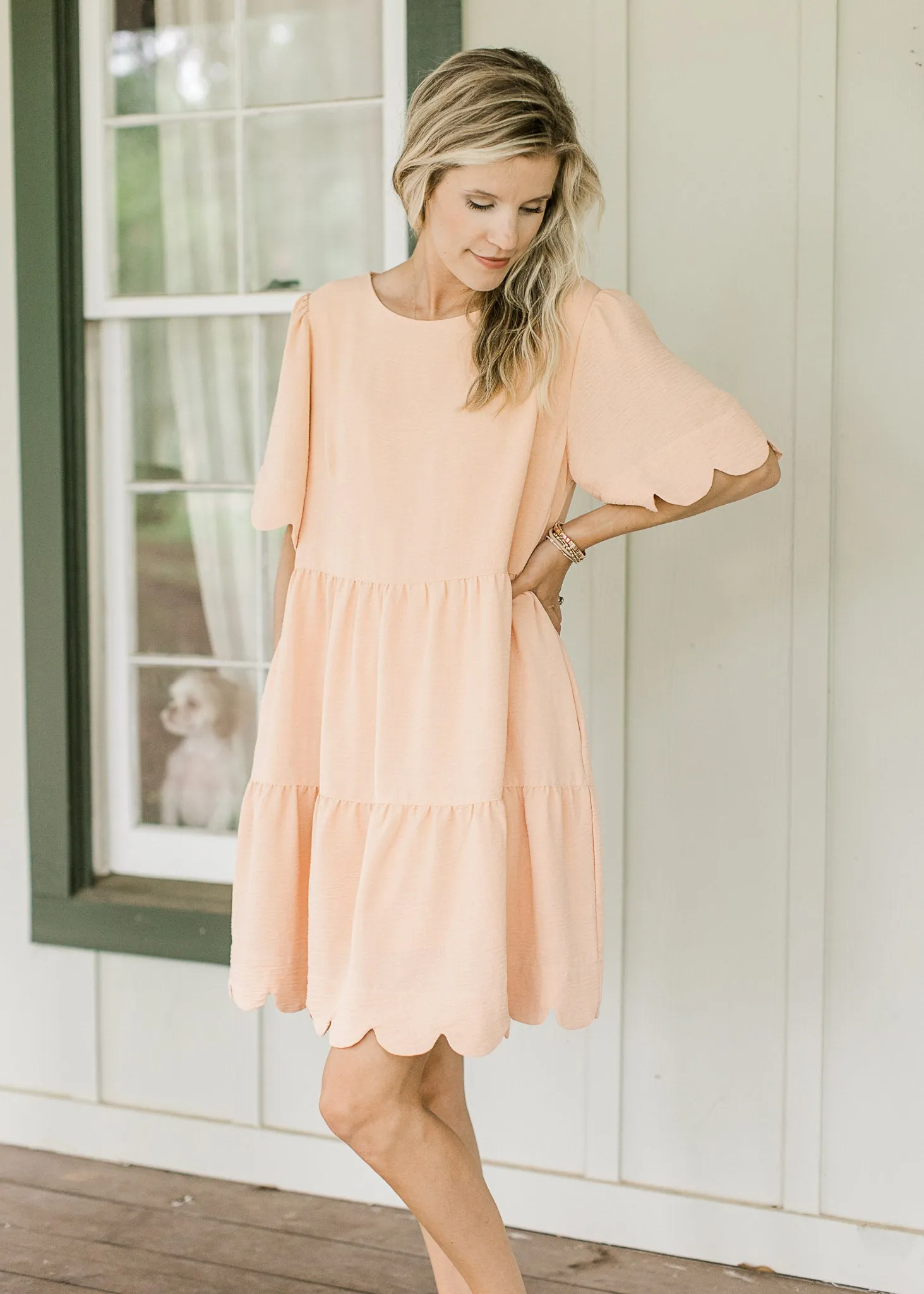 Peach Scallop Dress