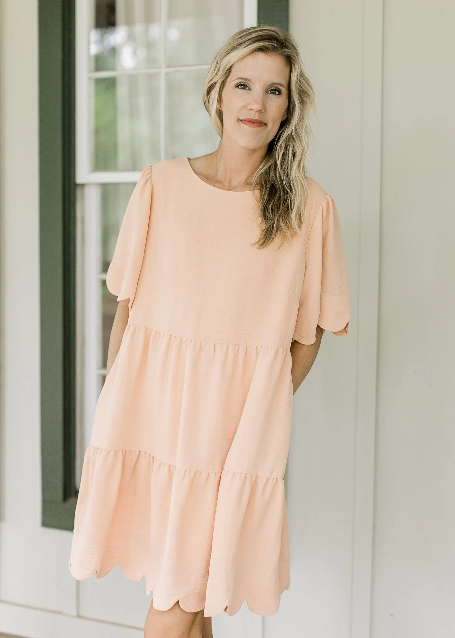 Peach Scallop Dress