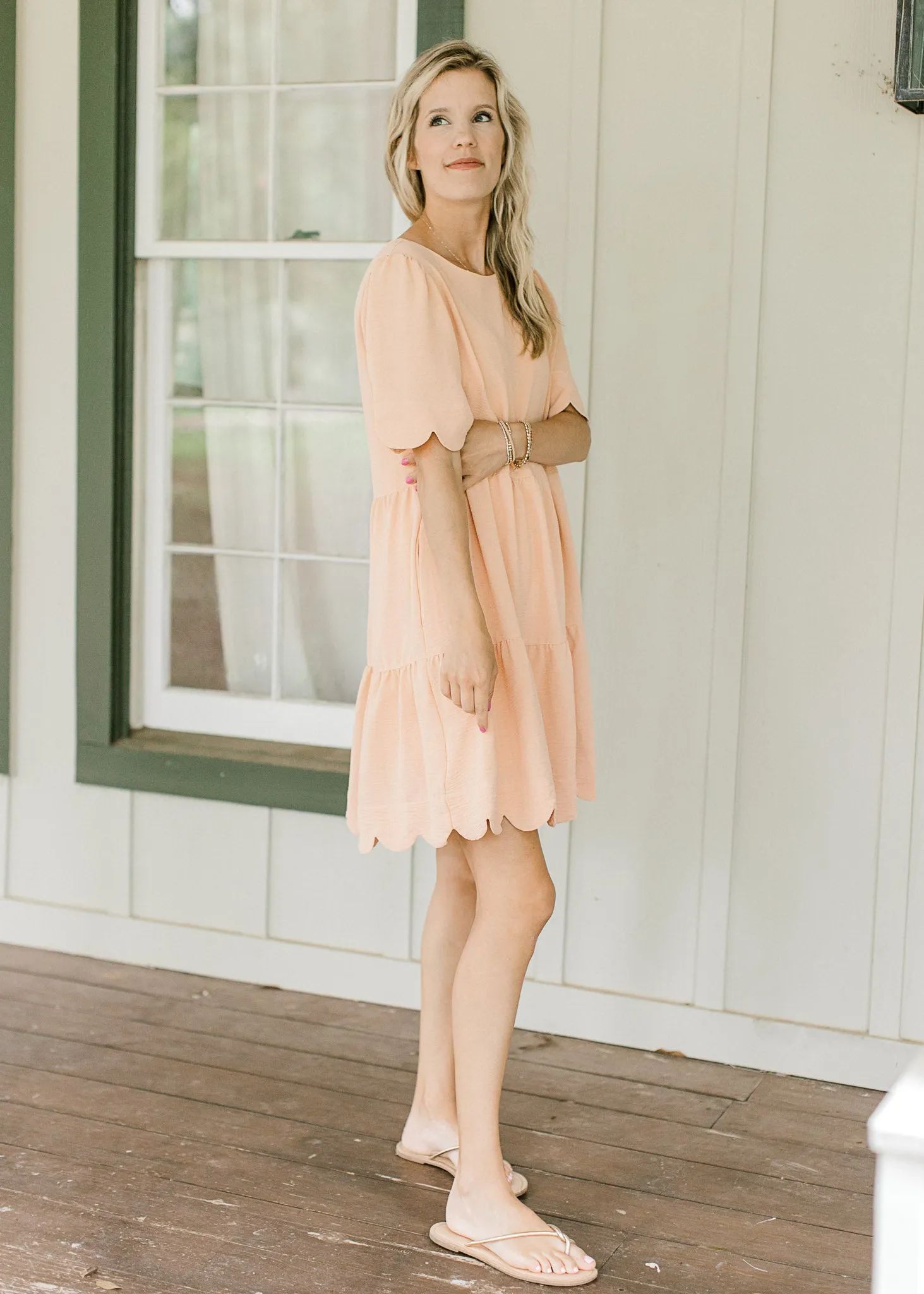 Peach Scallop Dress