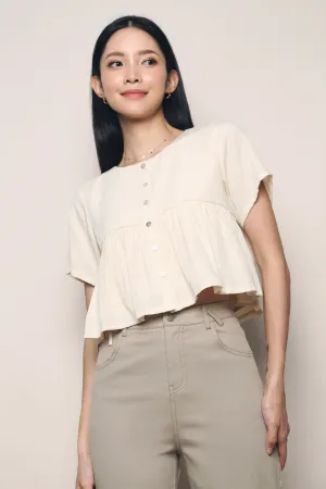 Perry Button Down Babydoll Top Malt