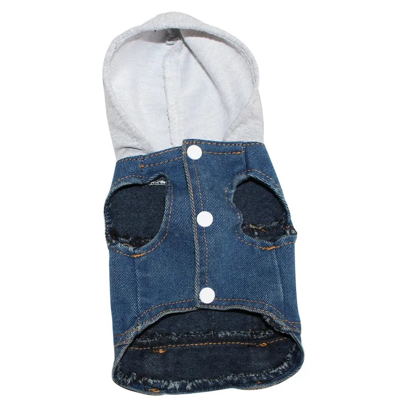 Pet Clothes Dog Denim Jeans Jacket Coat Classic Hoodies