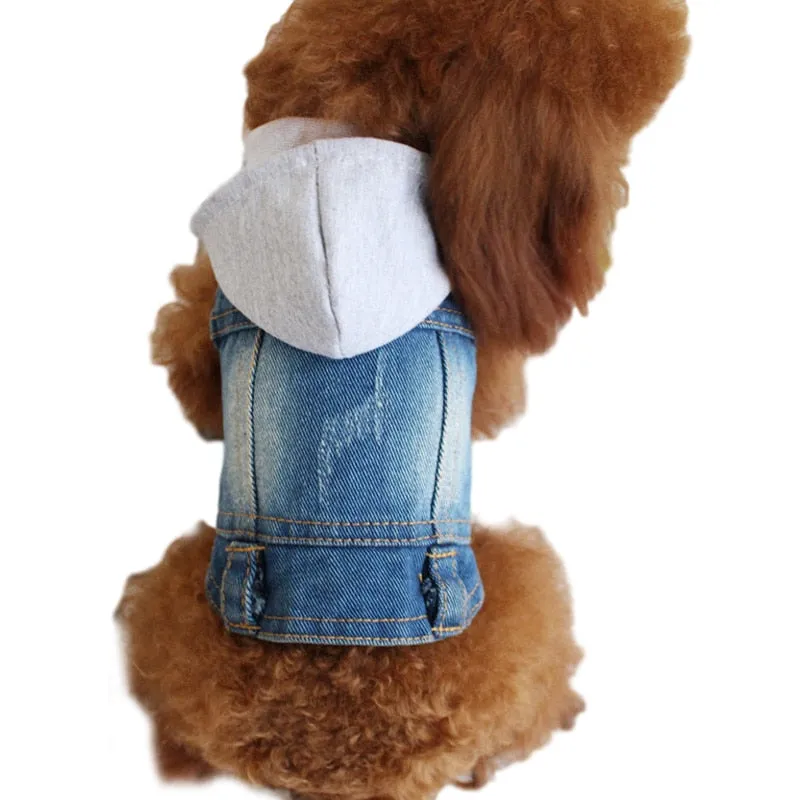 Pet Clothes Dog Denim Jeans Jacket Coat Classic Hoodies