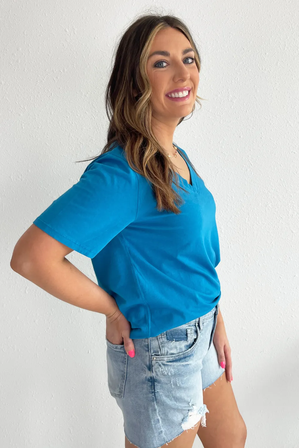 Pima Cotton Blend V-Neck Tee