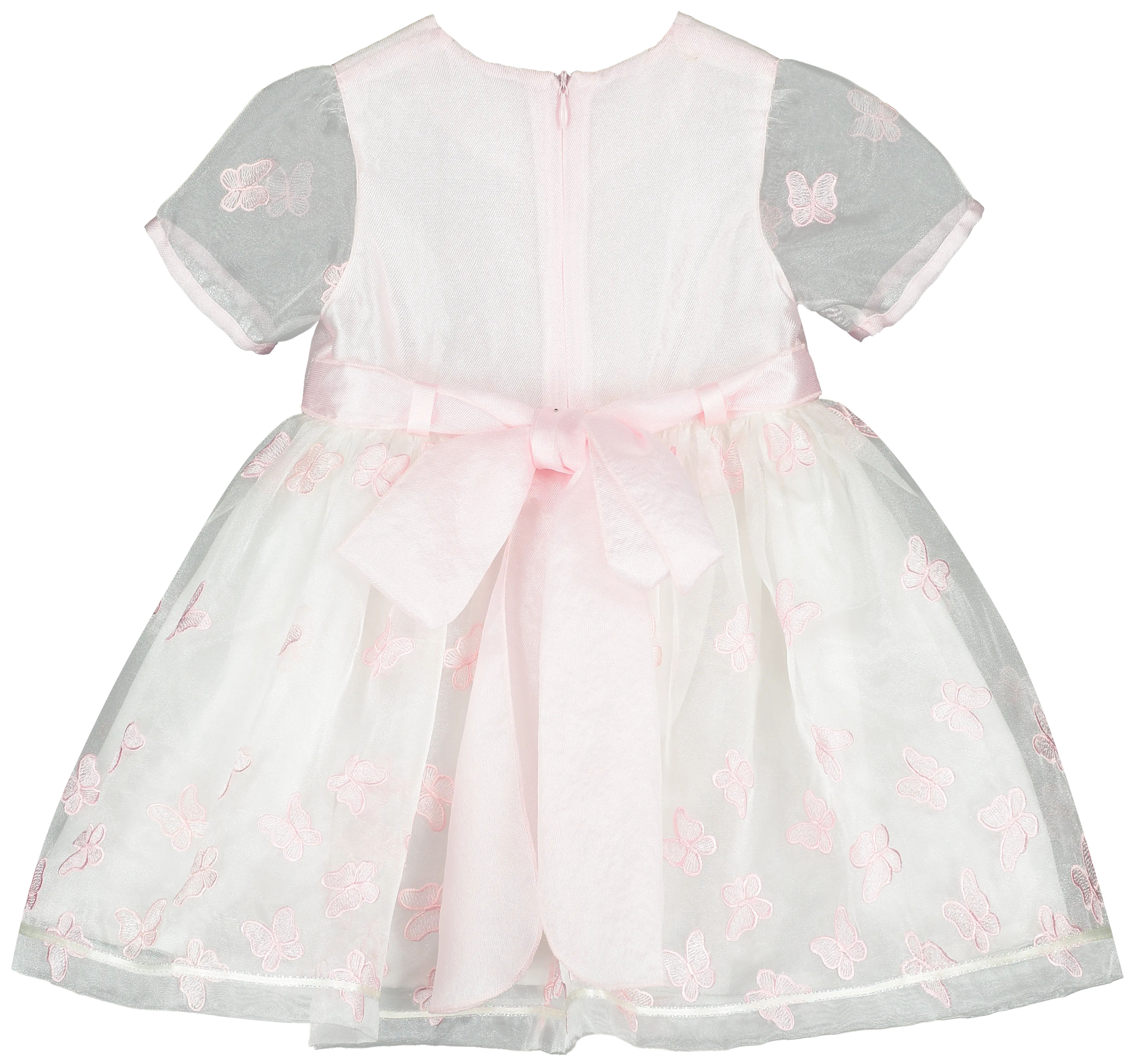 Pink Embroidered Butterfly Chiffon Dress