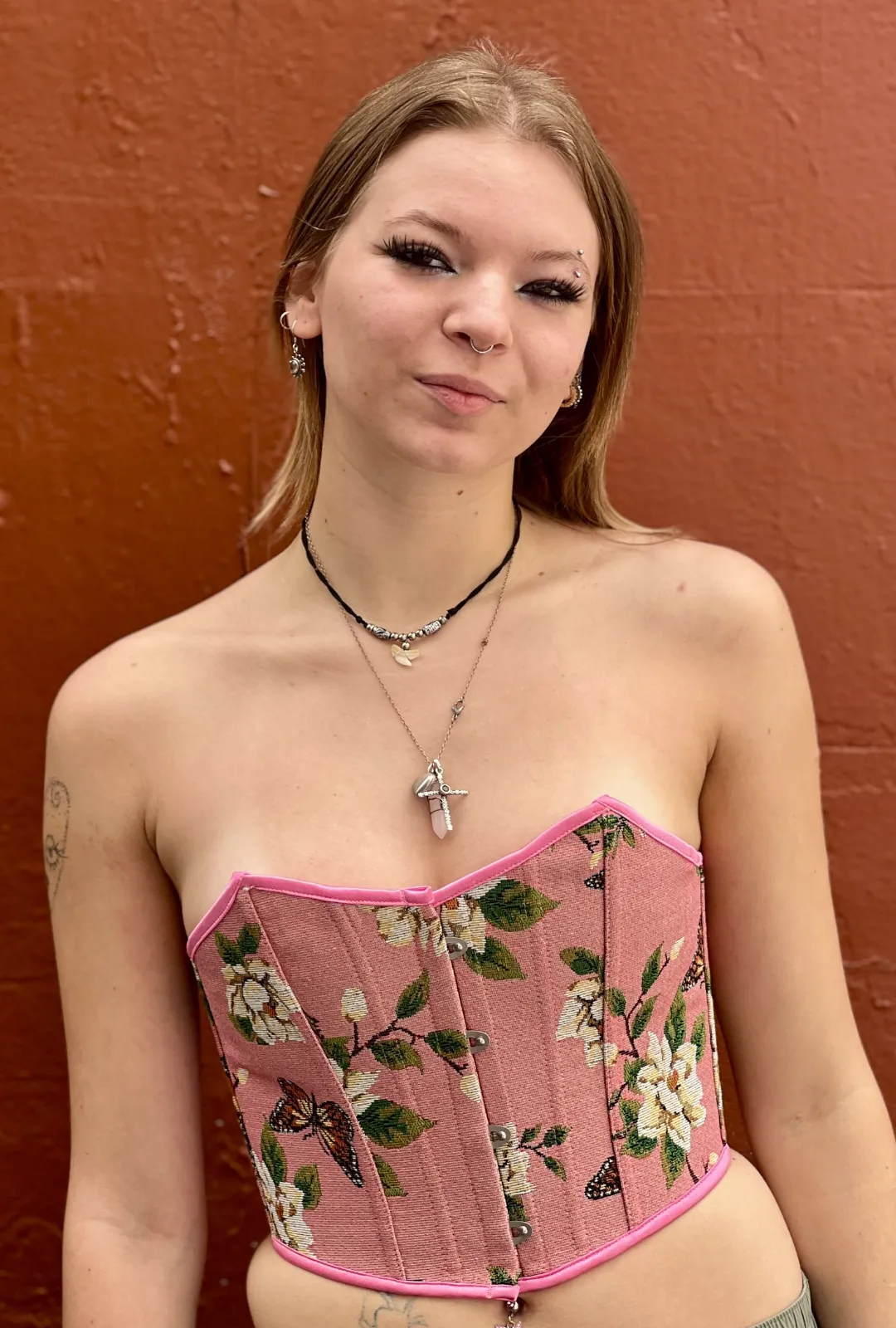 Pink Floral Renaissance Bustier
