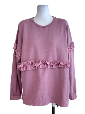 Pink Ruffled Sweatshirt