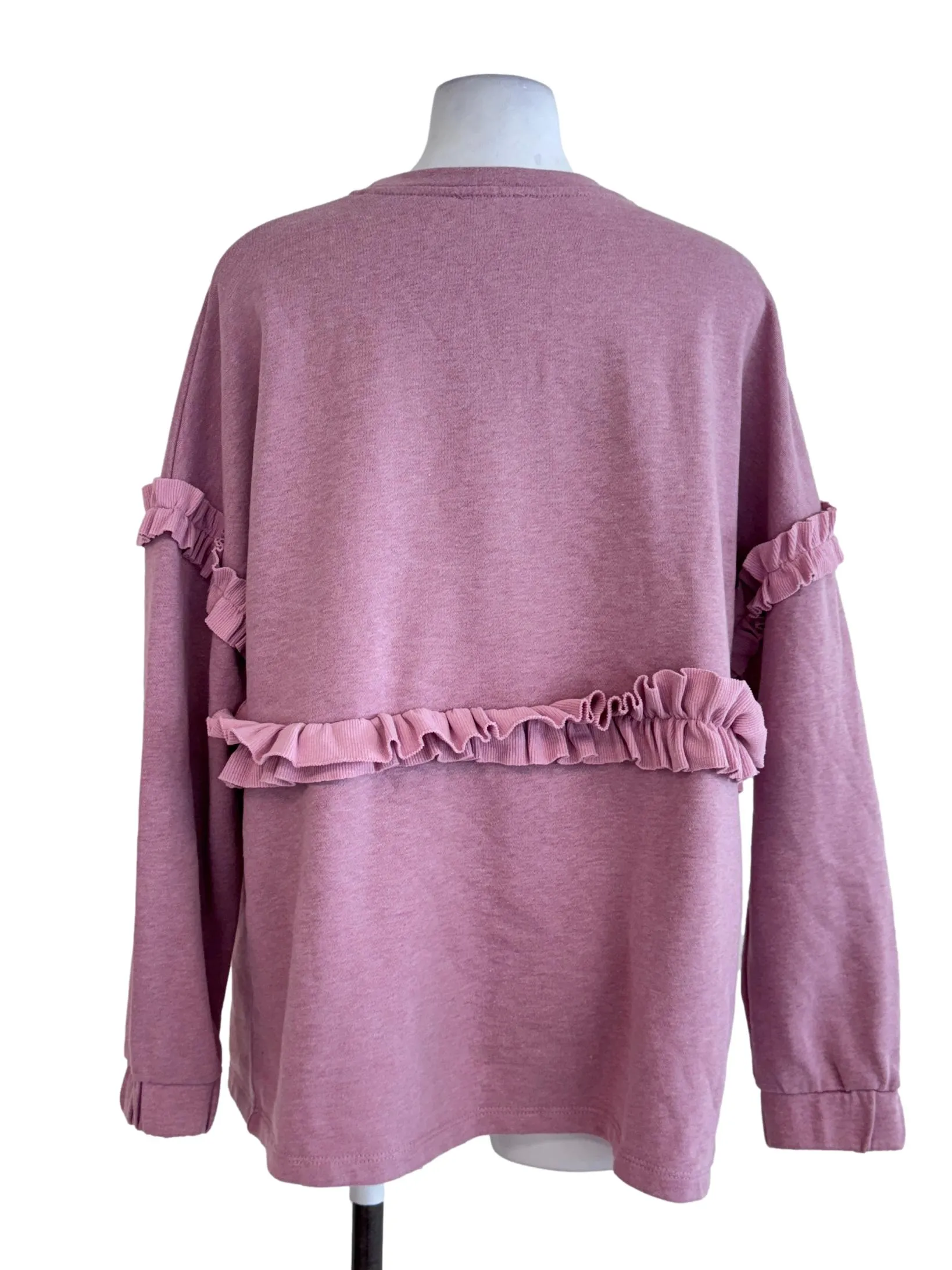 Pink Ruffled Sweatshirt