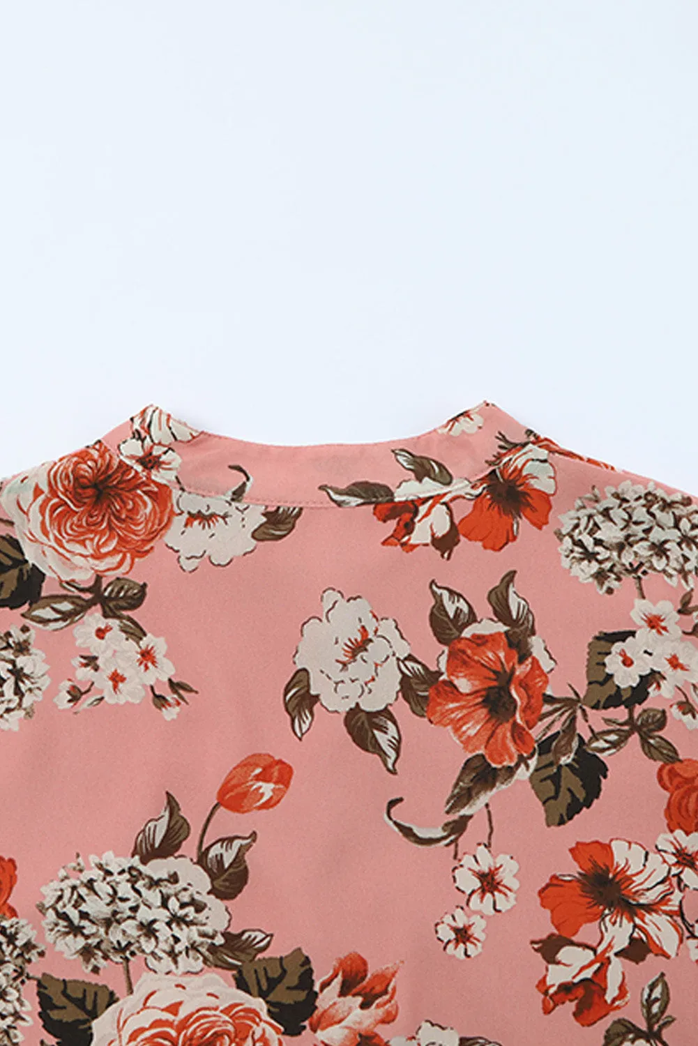 Pink Vintage Floral Print Drawstring Flowy Dress