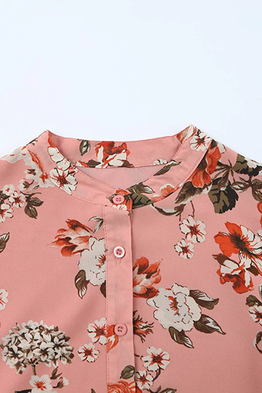 Pink Vintage Floral Print Drawstring Flowy Dress