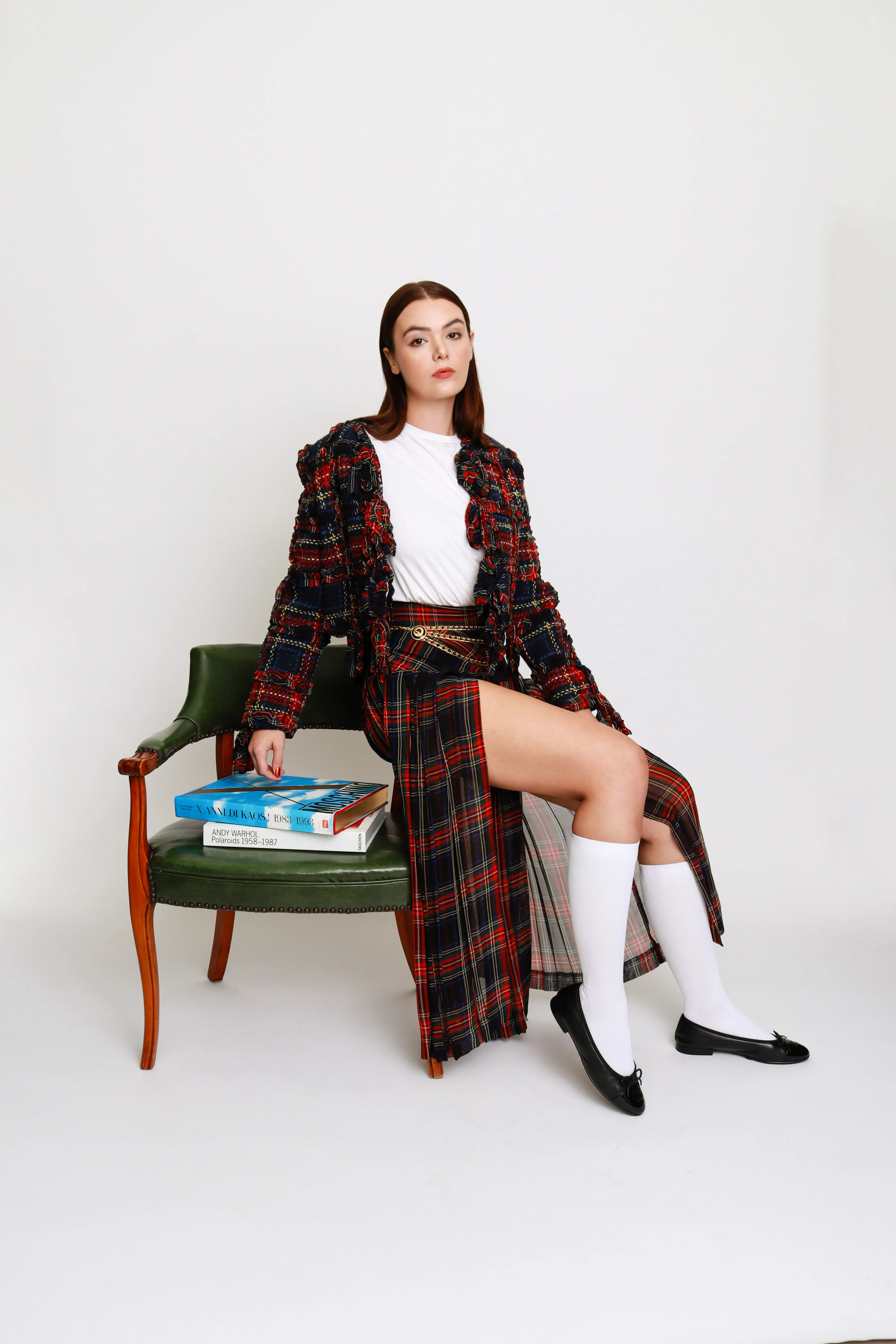 Plaid & Ruffle Deconstructed Skirt Set