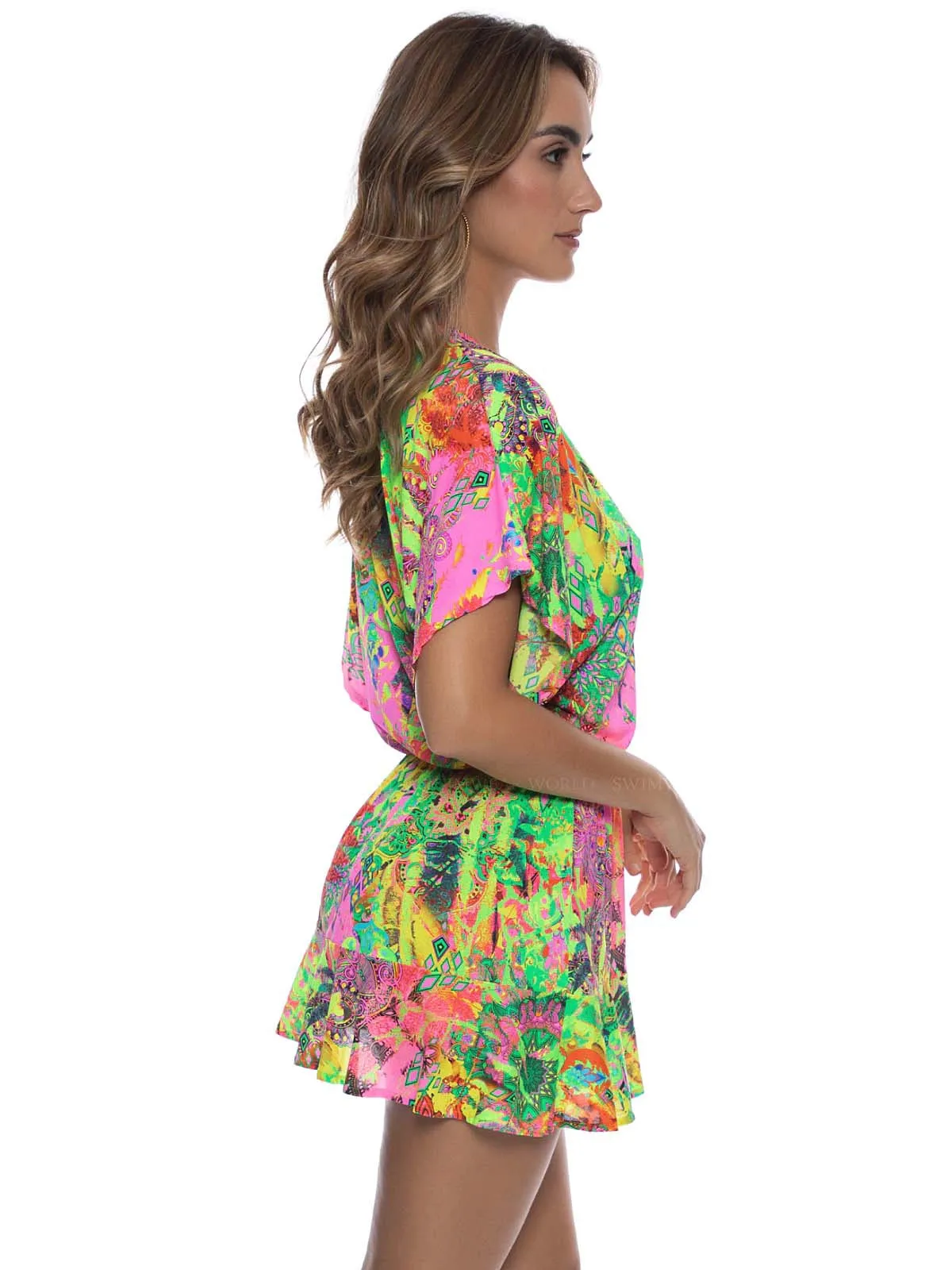 Playera V Neck Ruffle Dress