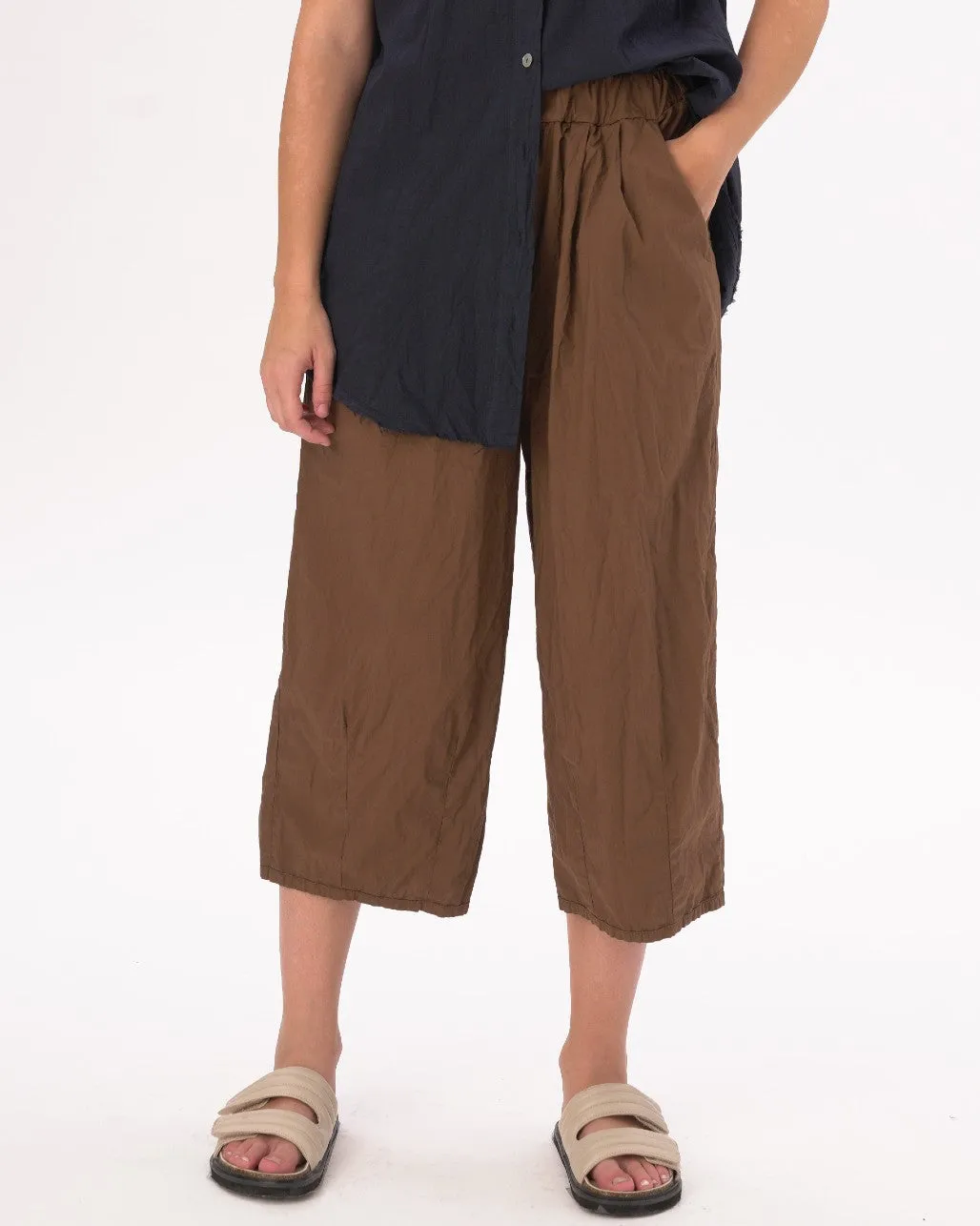 Pleated Elastic Organic Cotton Shorts