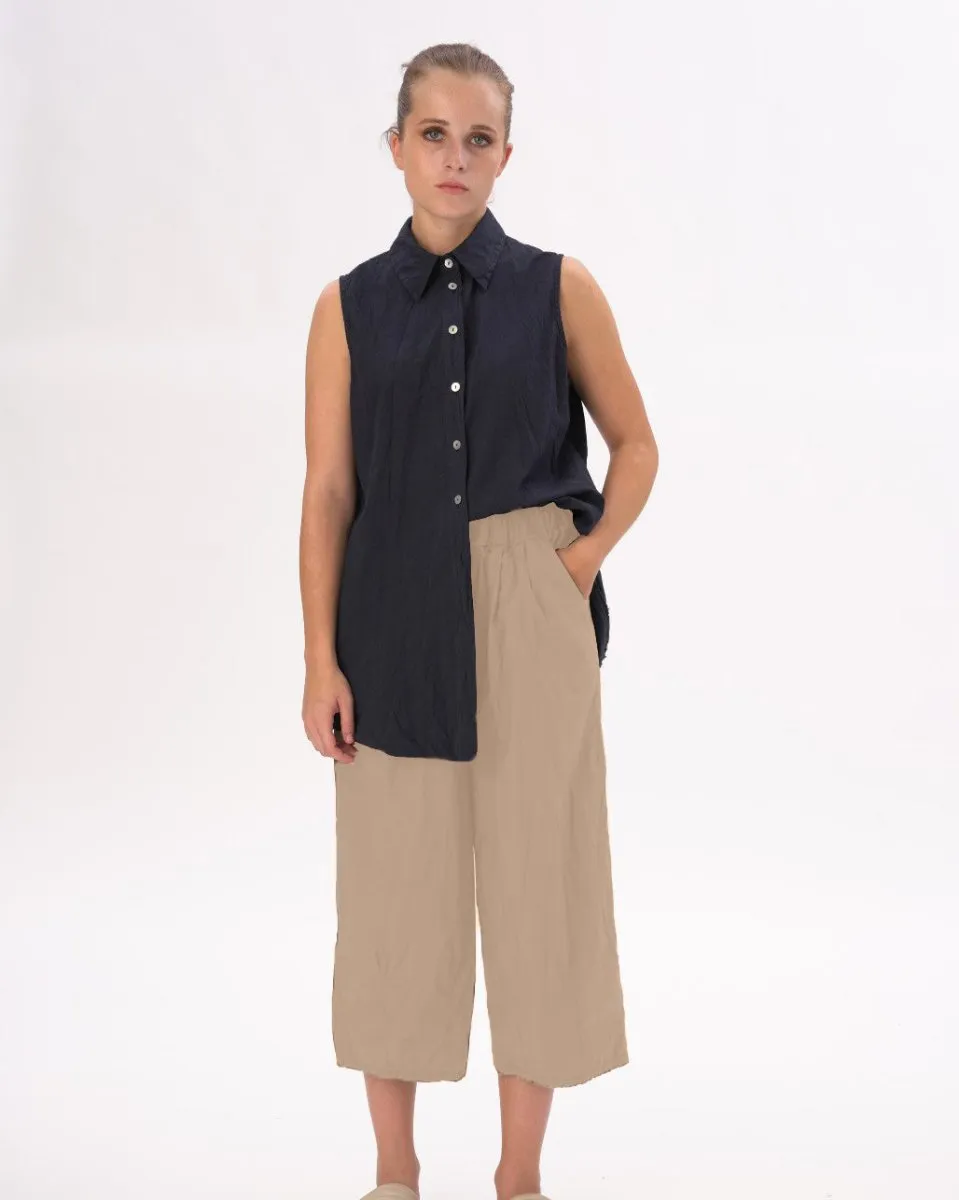 Pleated Elastic Organic Cotton Shorts