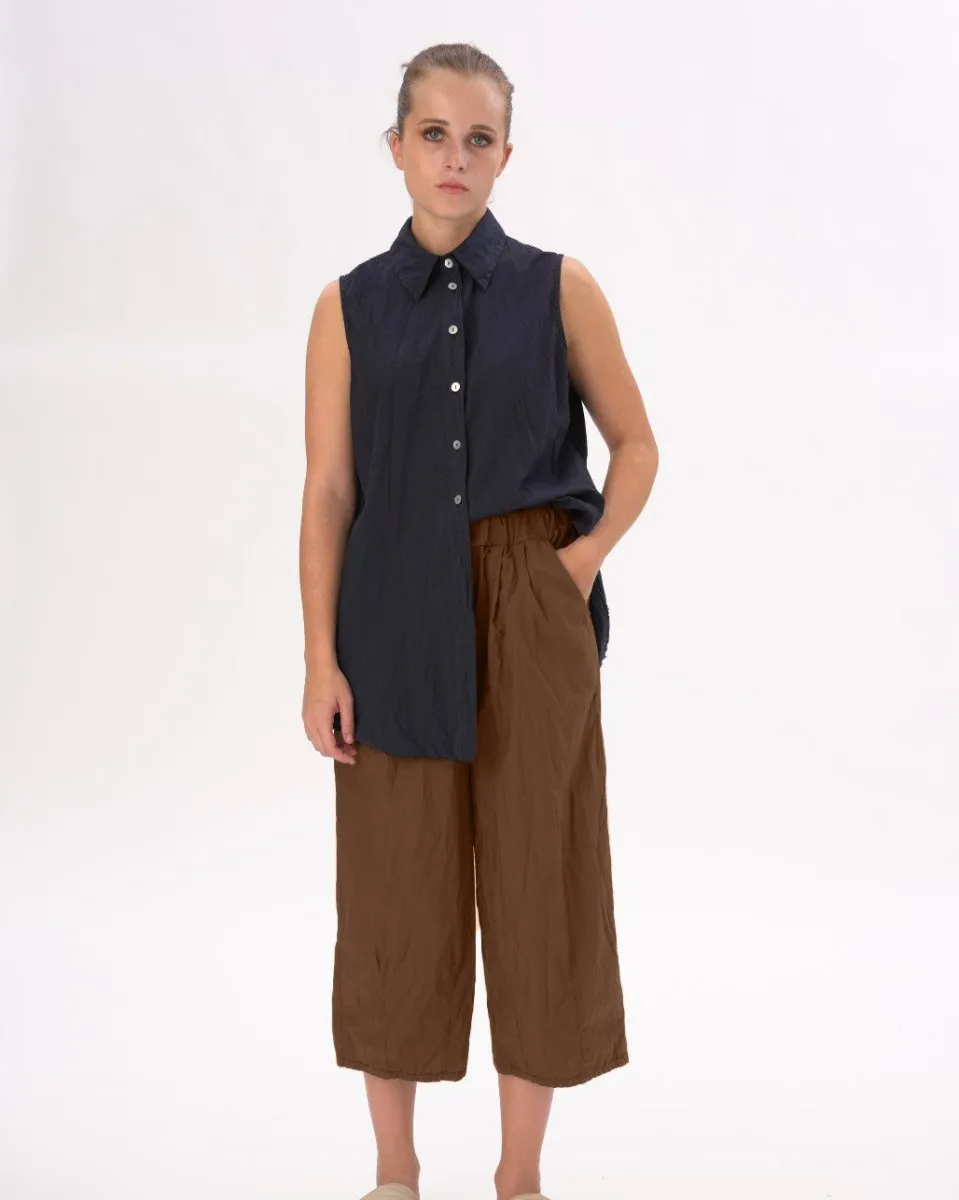 Pleated Elastic Organic Cotton Shorts