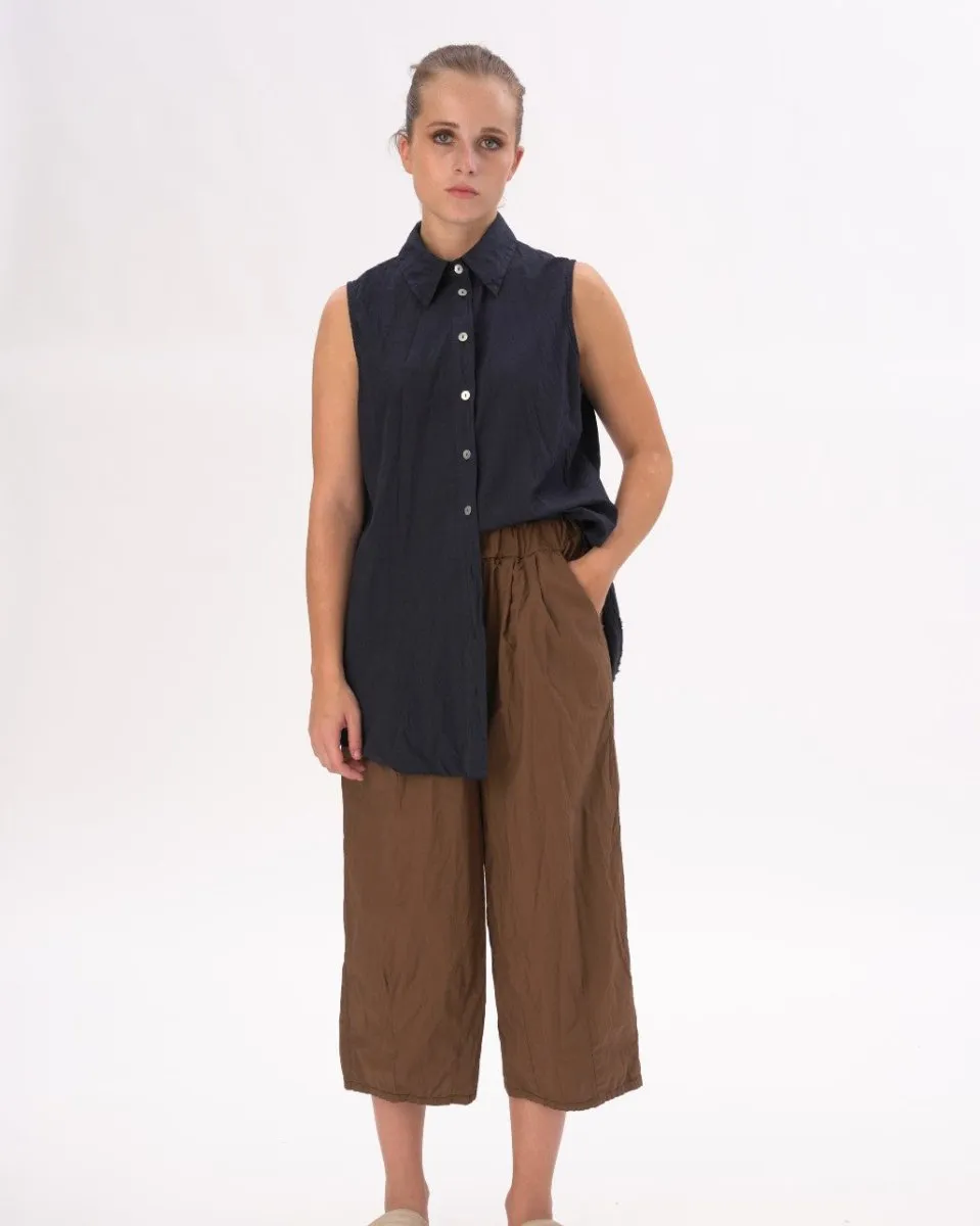 Pleated Elastic Organic Cotton Shorts