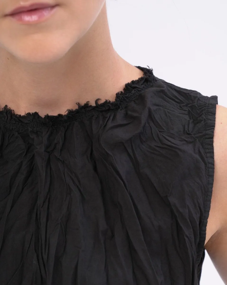 Pleated Organic Cotton Raw Edge Tank