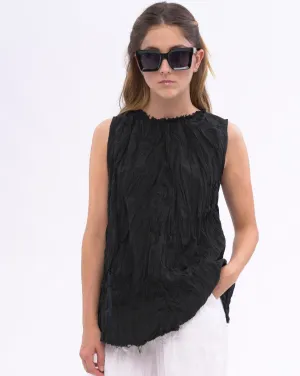 Pleated Organic Cotton Raw Edge Tank