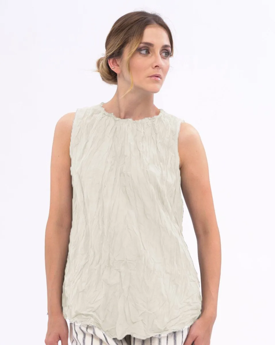 Pleated Organic Cotton Raw Edge Tank