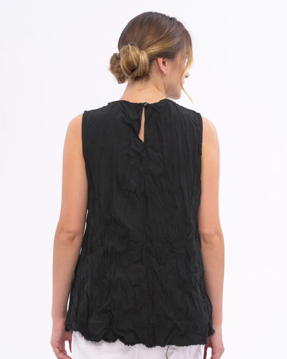 Pleated Organic Cotton Raw Edge Tank