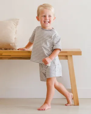 Pocket Tee   Short Set - Blue Stripe
