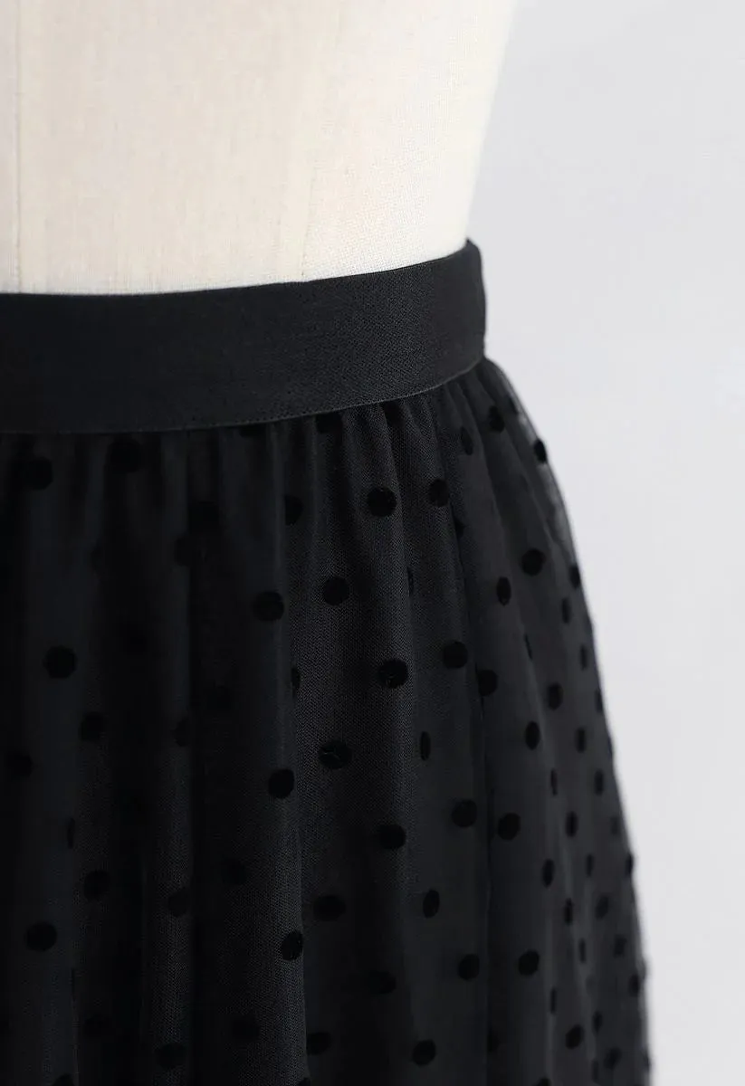POLKA DOTS DOUBLE-LAYERED MESH SKIRT( CLEARANCE SALE