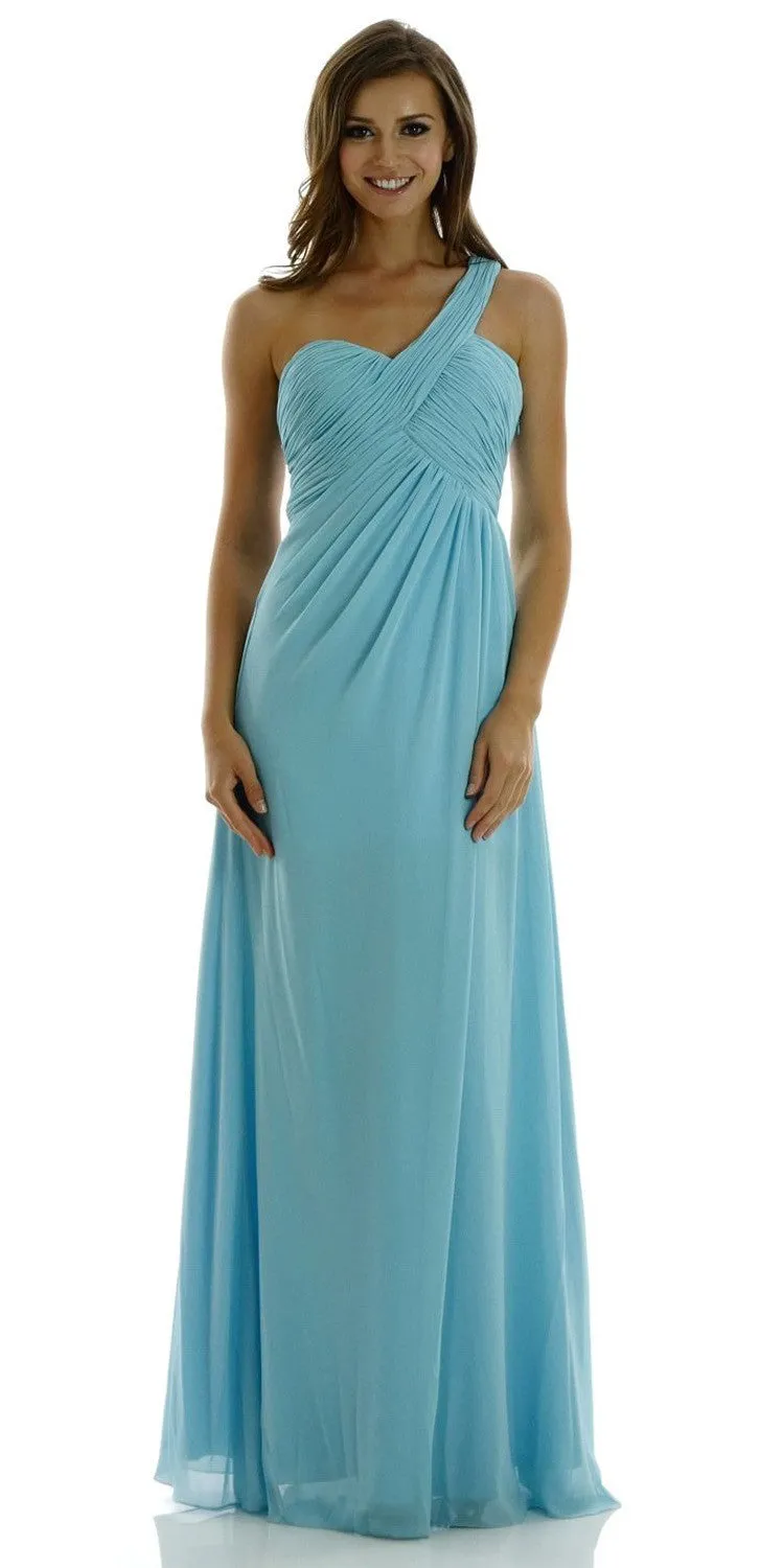 Poly USA 7140 Long One Shoulder Chiffon Semi Formal Dress