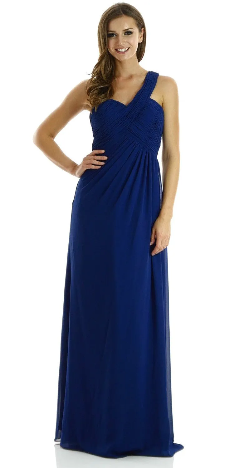Poly USA 7140 Long One Shoulder Chiffon Semi Formal Dress
