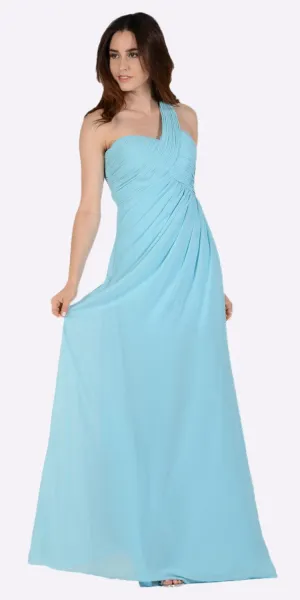 Poly USA 7140 Long One Shoulder Chiffon Semi Formal Dress