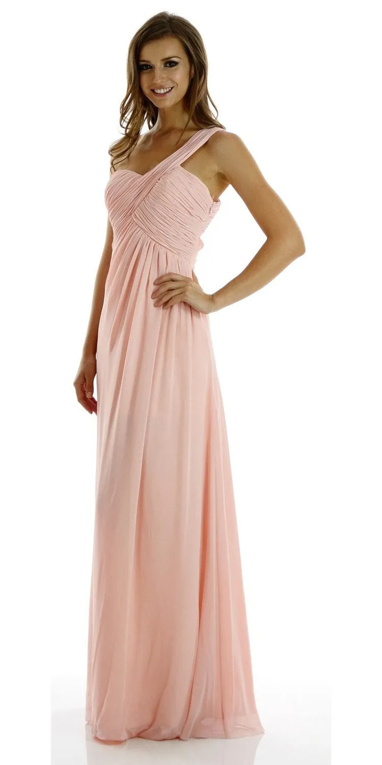 Poly USA 7140 Long One Shoulder Chiffon Semi Formal Dress