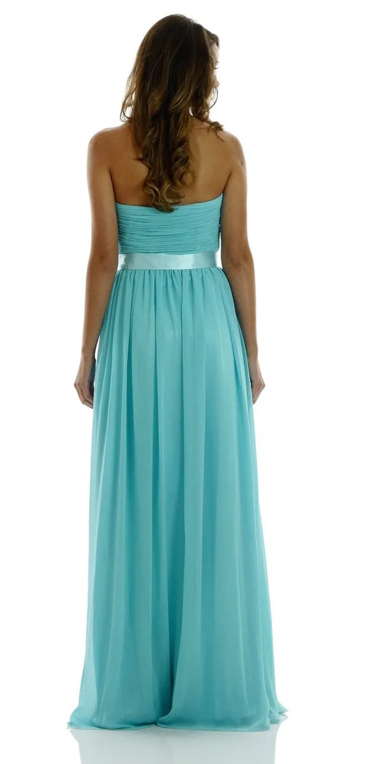 Poly USA 7164 Full Length Strapless V Notch Chiffon Dress