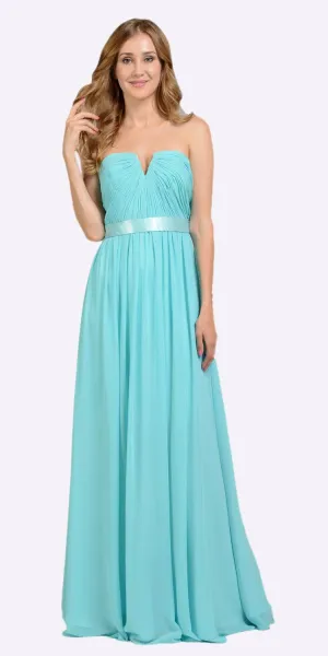 Poly USA 7164 Full Length Strapless V Notch Chiffon Dress