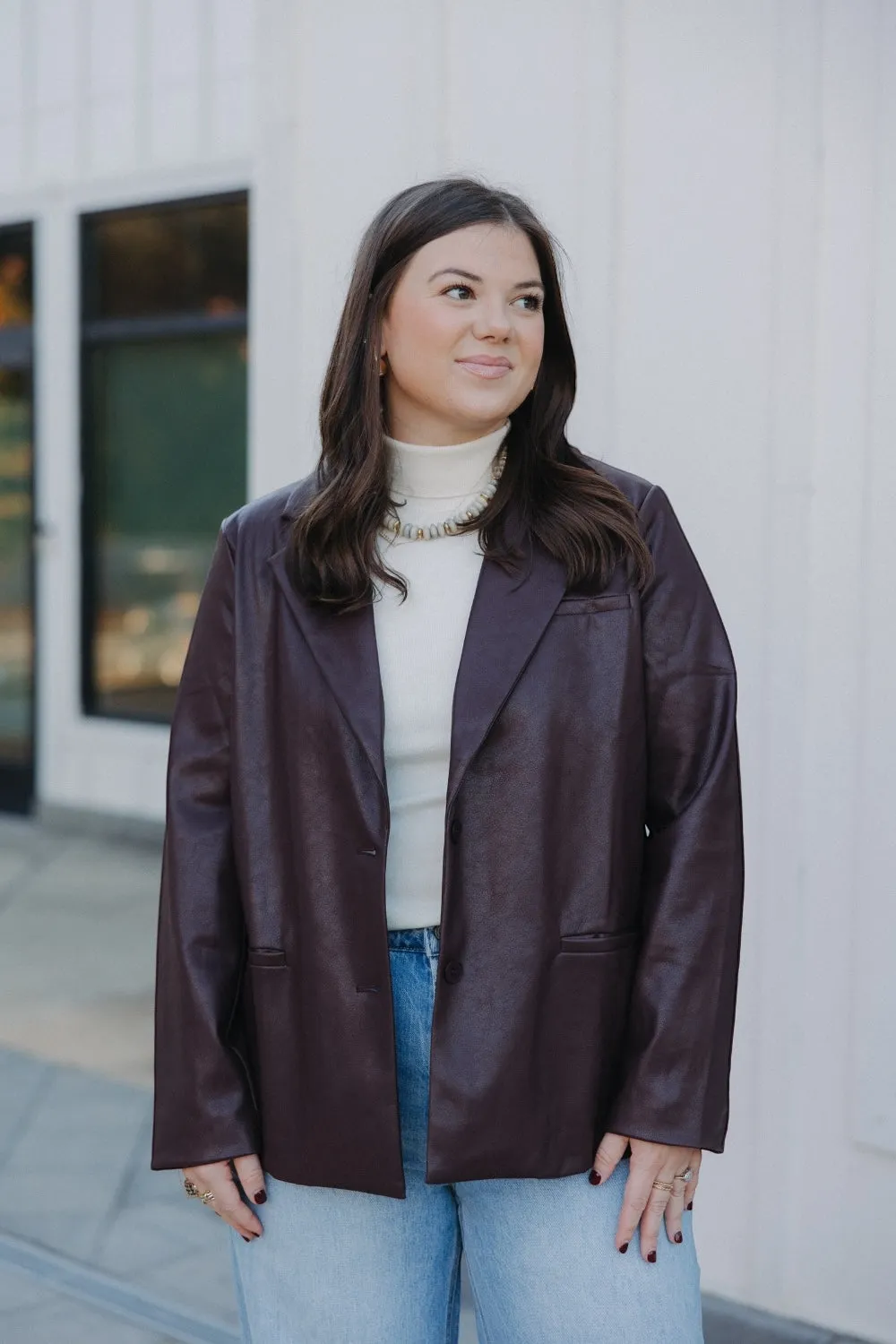 Pope Plum Leather Blazer