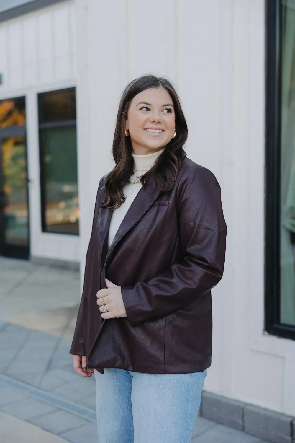 Pope Plum Leather Blazer