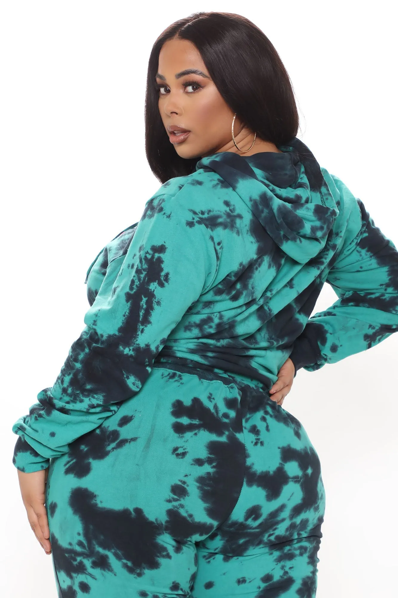 Positive Vibin' Tie Dye Oversized Hoodie - Teal/combo