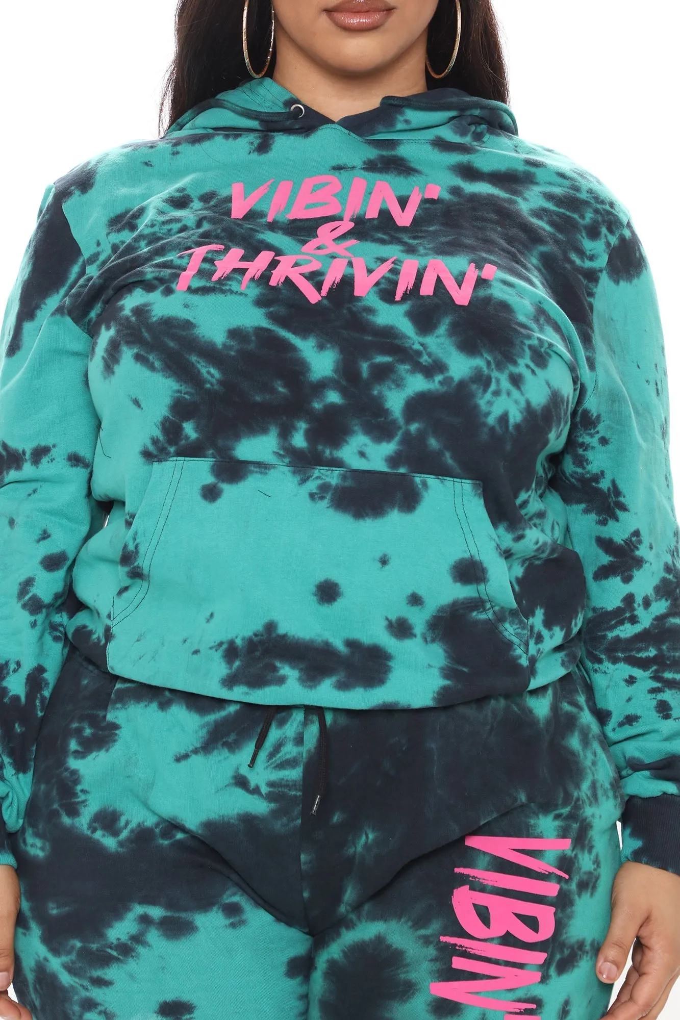 Positive Vibin' Tie Dye Oversized Hoodie - Teal/combo