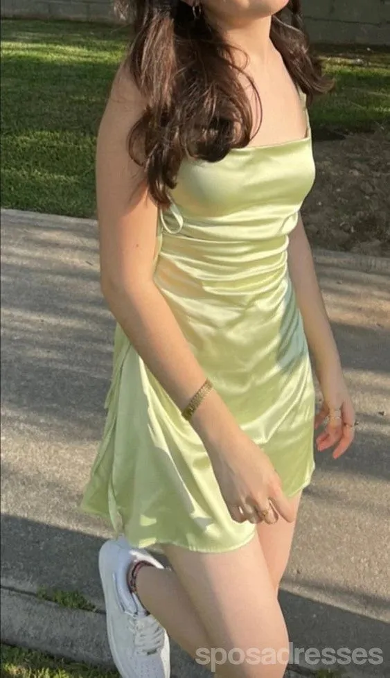 Pretty Green Spaghetti Straps Mini Short Prom Homecoming Dresses,Party Dress,CM1029