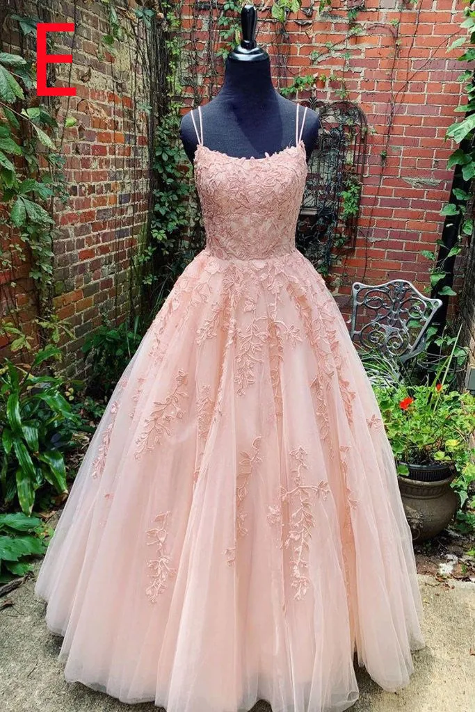 Pretty Lace Appliques A Line Long Prom Dresses Sweet 16 Dresses
