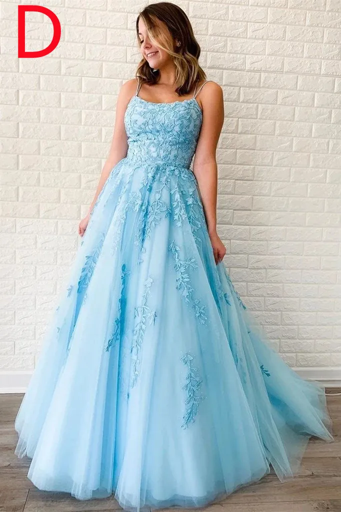 Pretty Lace Appliques A Line Long Prom Dresses Sweet 16 Dresses